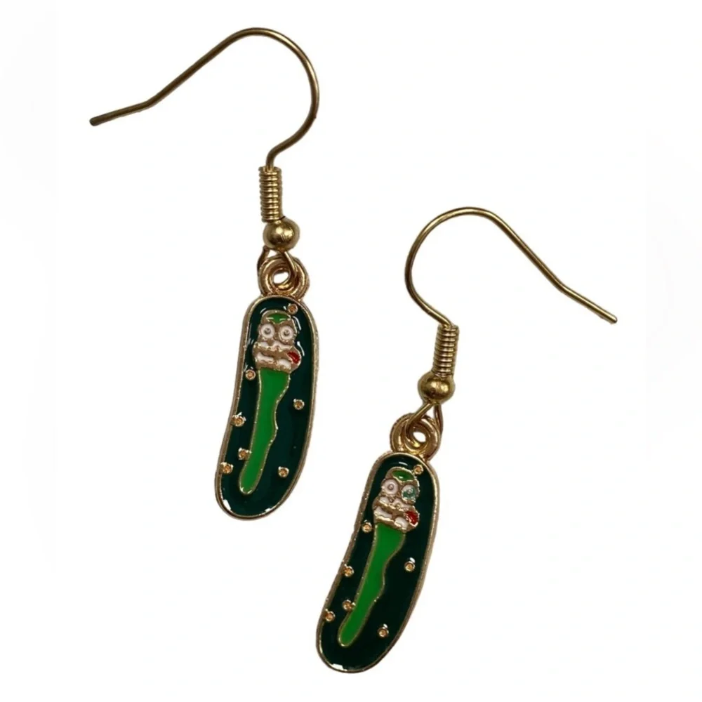 Rick & Morty - Metal Single Sided “Pickle Rick” Single sided dangle earrings
